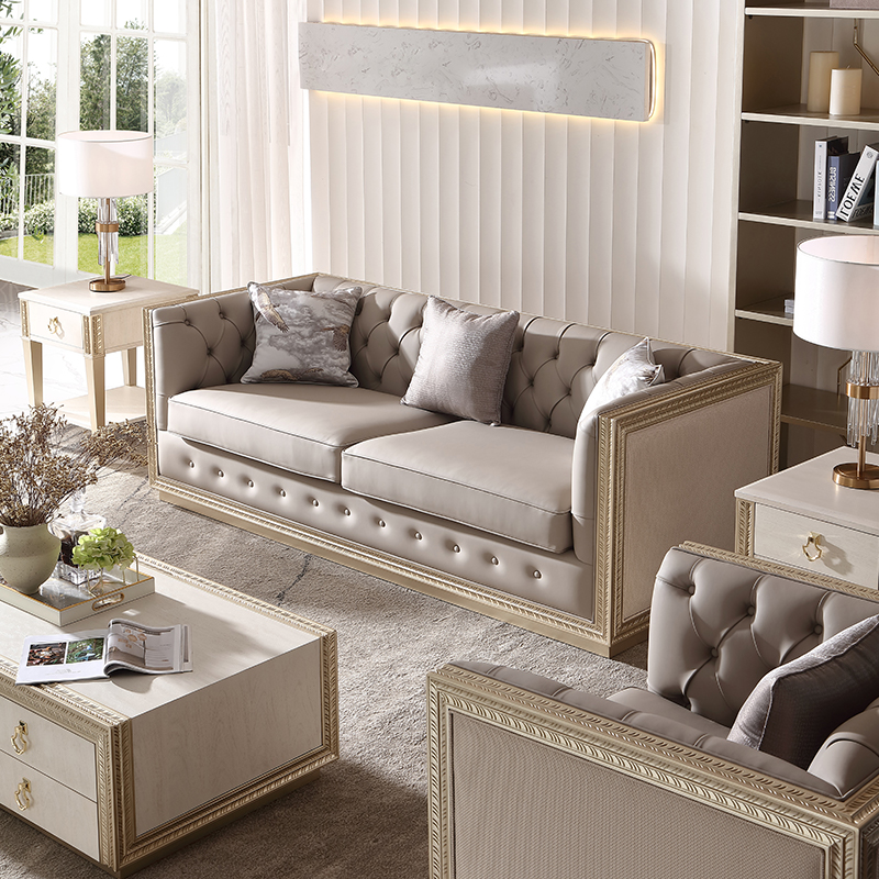 美式轻奢 俄罗斯桦木 sm-8927 1 3组合沙发-阿拉优家居-工厂直销平台